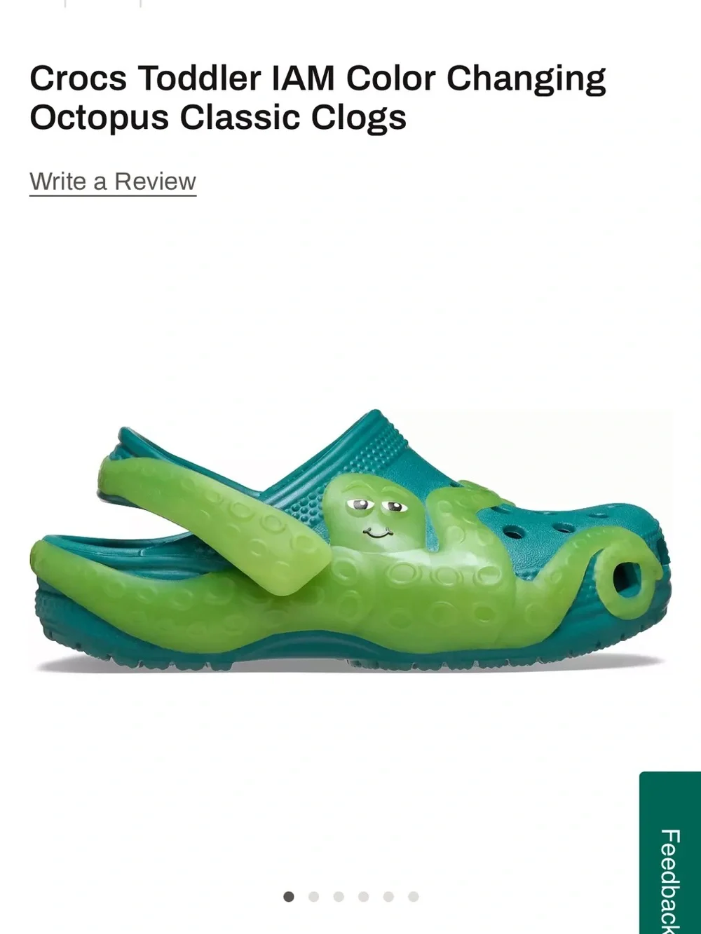CROCS Toddler Color-Changing Octopus Clog - Teal & Lime Green